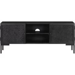 vidaXL Tv Benches & Tv Stands* Tv Stand Black 45.3"X11.8"X18.1" Solid Wood Mango