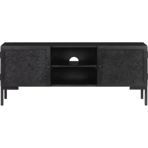 vidaXL Tv Benches & Tv Stands* Tv Stand Black 45.3"X11.8"X18.1" Solid Wood Mango