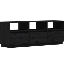 vidaXL Tv Benches & Tv Stands* Tv Stand Black 55.1"X14.6"X19.7" Solid Wood Pine