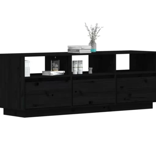 vidaXL Tv Benches & Tv Stands* Tv Stand Black 55.1"X14.6"X19.7" Solid Wood Pine