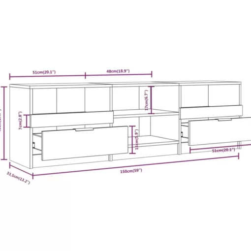 vidaXL Tv Benches & Tv Stands* Tv Stand Black 59.1"X13.2"X17.7" Engineered Wood