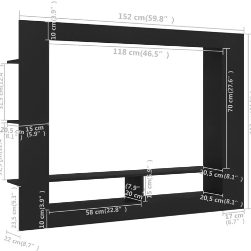 vidaXL Tv Benches & Tv Stands* Tv Stand Black 59.8"X8.7"X44.5" Engineered Wood