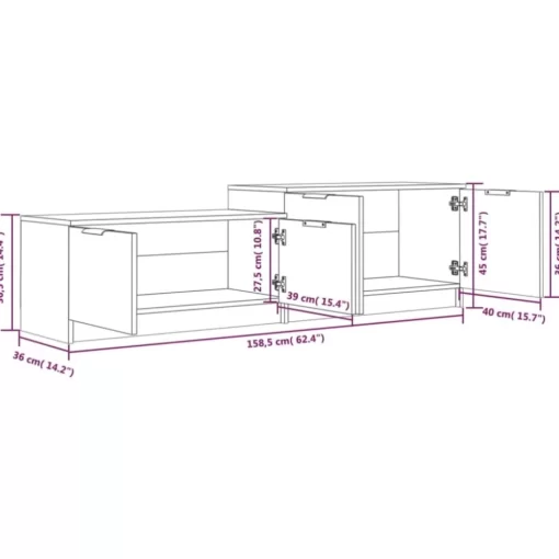 vidaXL Tv Benches & Tv Stands* Tv Stand Black 62.4"X14.2"X17.7" Engineered Wood