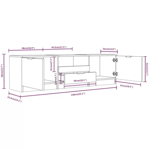 vidaXL Tv Benches & Tv Stands* Tv Stand Brown Oak 55.1"X13.8"X15.7" Engineered Wood