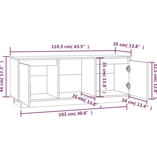 vidaXL Tv Benches & Tv Stands* Tv Stand Gray 43.5"X13.8"X17.3" Solid Wood Pine