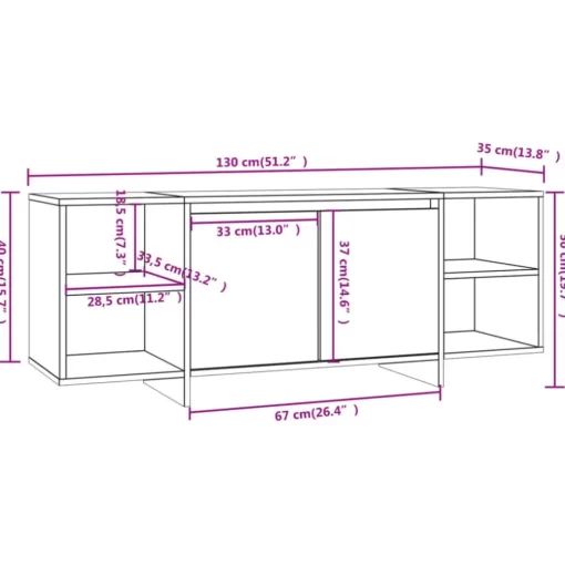 vidaXL Tv Benches & Tv Stands* Tv Stand Gray Sonoma 51.2"X13.8"X19.7" Engineered Wood