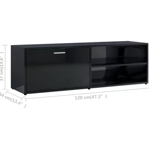 vidaXL Tv Benches & Tv Stands* Tv Stand High Gloss Black 47.2"X13.4"X14.6" Engineered Wood