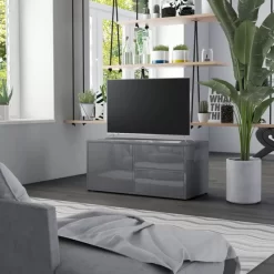 vidaXL Tv Benches & Tv Stands* Tv Stand High Gloss Gray 31.5"X13.4"X14.2" Engineered Wood