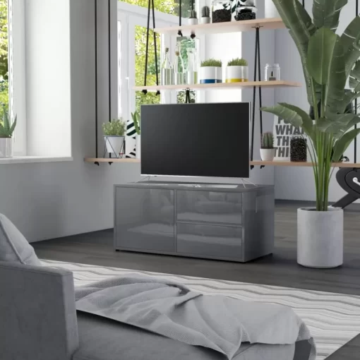 vidaXL Tv Benches & Tv Stands* Tv Stand High Gloss Gray 31.5"X13.4"X14.2" Engineered Wood