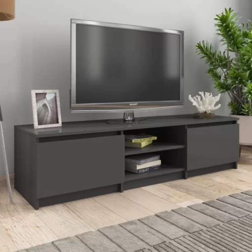 vidaXL Tv Benches & Tv Stands* Tv Stand High Gloss Gray 55.1"X15.7"X14" Engineered Wood