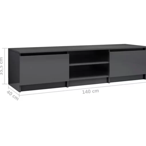 vidaXL Tv Benches & Tv Stands* Tv Stand High Gloss Gray 55.1"X15.7"X14" Engineered Wood