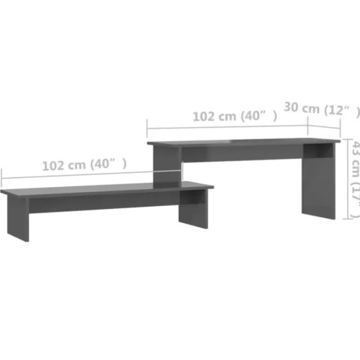 vidaXL Tv Benches & Tv Stands* Tv Stand High Gloss Gray 70.9"X11.8"X16.9" Engineered Wood