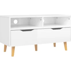 vidaXL Tv Benches & Tv Stands* Tv Stand High Gloss White 35.4"X15.7"X19.1" Engineered Wood