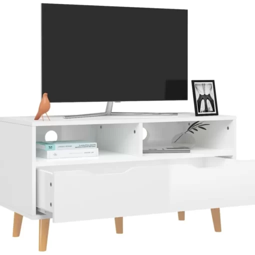 vidaXL Tv Benches & Tv Stands* Tv Stand High Gloss White 35.4"X15.7"X19.1" Engineered Wood