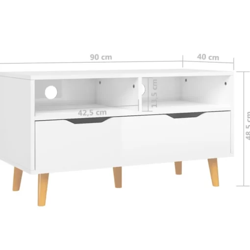 vidaXL Tv Benches & Tv Stands* Tv Stand High Gloss White 35.4"X15.7"X19.1" Engineered Wood