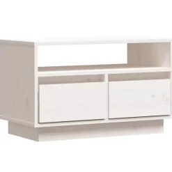 vidaXL Tv Benches & Tv Stands* Tv Stand White 23.6"X13.8"X14.6" Solid Wood Pine