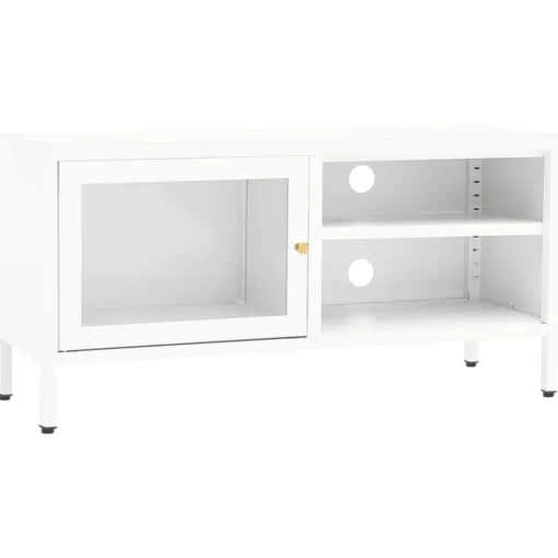 vidaXL Tv Benches & Tv Stands* Tv Stand White 35.4"X11.8"X17.3" Steel And Glass