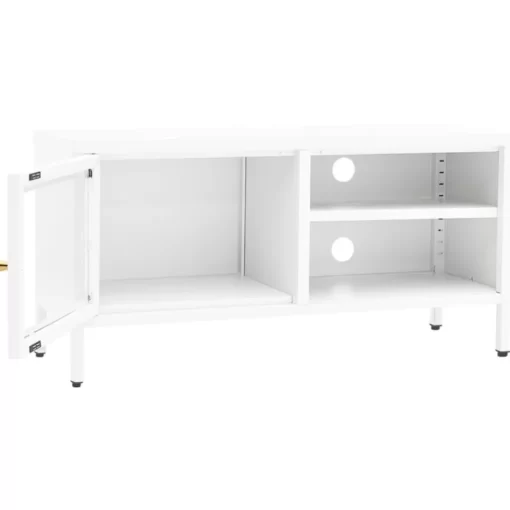 vidaXL Tv Benches & Tv Stands* Tv Stand White 35.4"X11.8"X17.3" Steel And Glass