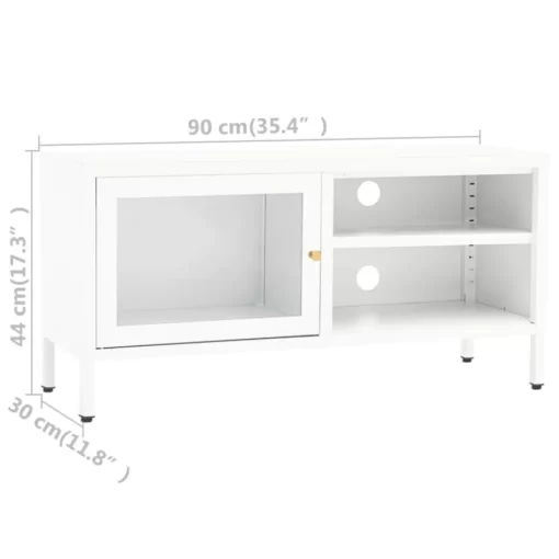 vidaXL Tv Benches & Tv Stands* Tv Stand White 35.4"X11.8"X17.3" Steel And Glass