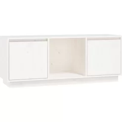 vidaXL Tv Benches & Tv Stands* Tv Stand White 43.5"X13.8"X17.3" Solid Wood Pine