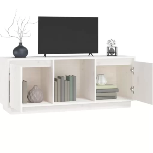 vidaXL Tv Benches & Tv Stands* Tv Stand White 43.5"X13.8"X17.3" Solid Wood Pine