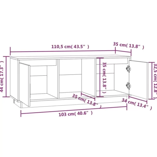 vidaXL Tv Benches & Tv Stands* Tv Stand White 43.5"X13.8"X17.3" Solid Wood Pine