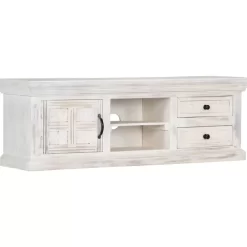 vidaXL Tv Benches & Tv Stands* Tv Stand White 47.2"X11.8"X15.7" Solid Wood Mango