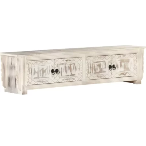 vidaXL Tv Benches & Tv Stands* Tv Stand White 55.1"X11.8"X13.8" Solid Wood Mango