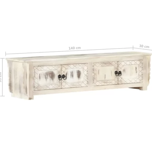 vidaXL Tv Benches & Tv Stands* Tv Stand White 55.1"X11.8"X13.8" Solid Wood Mango