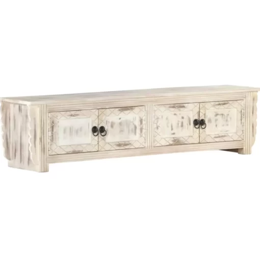 vidaXL Tv Benches & Tv Stands* Tv Stand White 55.1"X11.8"X13.8" Solid Wood Mango