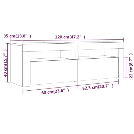 vidaXL Tv Benches & Tv Stands* Tv Stand With Led Lights Gray Sonoma 47.2"X13.8"X15.7"