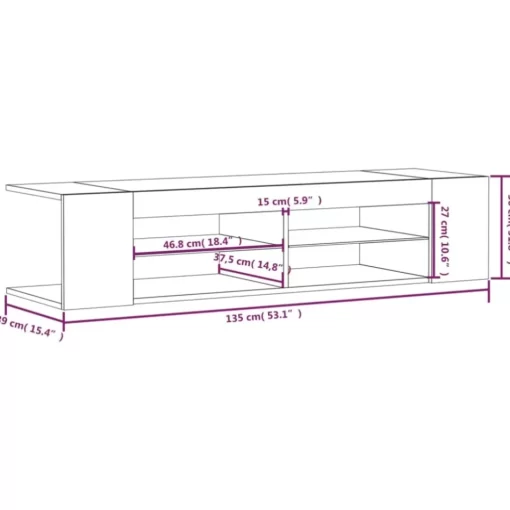 vidaXL Tv Benches & Tv Stands* Tv Stand With Led Lights Gray Sonoma 53.1"X15.4"X11.8"