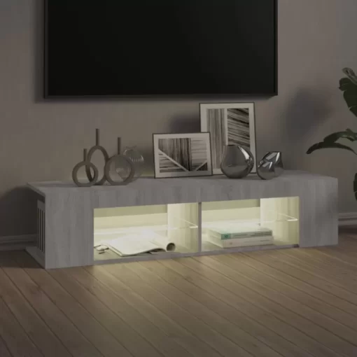 vidaXL Tv Benches & Tv Stands* Tv Stand With Led Lights Gray Sonoma 53.1"X15.4"X11.8"