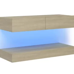 vidaXL Tv Benches & Tv Stands* Tv Stand With Led Lights Sonoma Oak 35.4"X13.8"