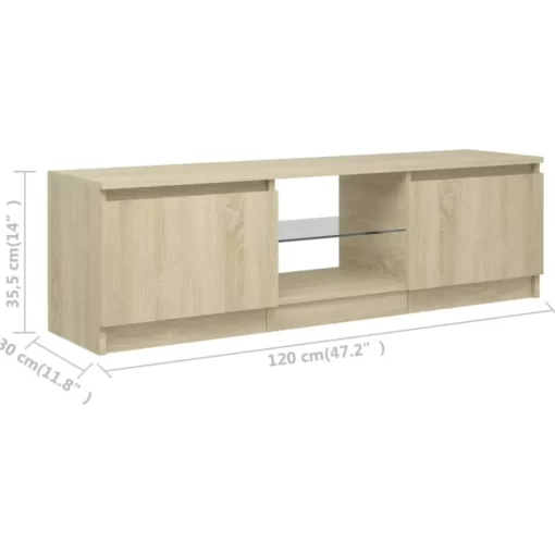 vidaXL Tv Benches & Tv Stands* Tv Stand With Led Lights Sonoma Oak 47.2"X11.8"X14"