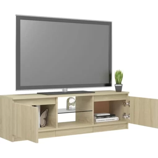 vidaXL Tv Benches & Tv Stands* Tv Stand With Led Lights Sonoma Oak 47.2"X11.8"X14"