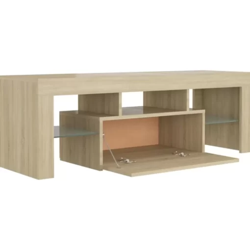 vidaXL Tv Benches & Tv Stands* Tv Stand With Led Lights Sonoma Oak 47.2"X13.8"X15.7"