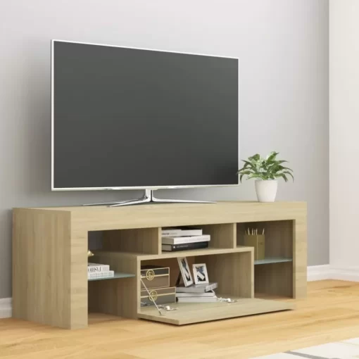 vidaXL Tv Benches & Tv Stands* Tv Stand With Led Lights Sonoma Oak 47.2"X13.8"X15.7"