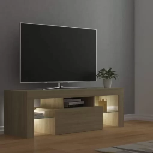 vidaXL Tv Benches & Tv Stands* Tv Stand With Led Lights Sonoma Oak 47.2"X13.8"X15.7"