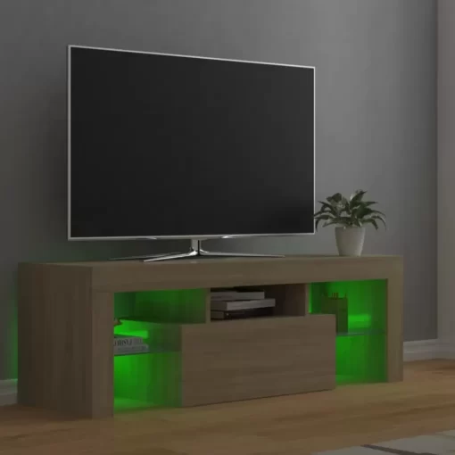 vidaXL Tv Benches & Tv Stands* Tv Stand With Led Lights Sonoma Oak 47.2"X13.8"X15.7"