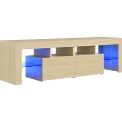 vidaXL Tv Benches & Tv Stands* Tv Stand With Led Lights Sonoma Oak 55.1"X14.4"X15.7"