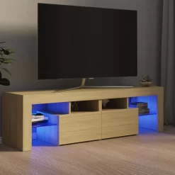 vidaXL Tv Benches & Tv Stands* Tv Stand With Led Lights Sonoma Oak 55.1"X14.4"X15.7"