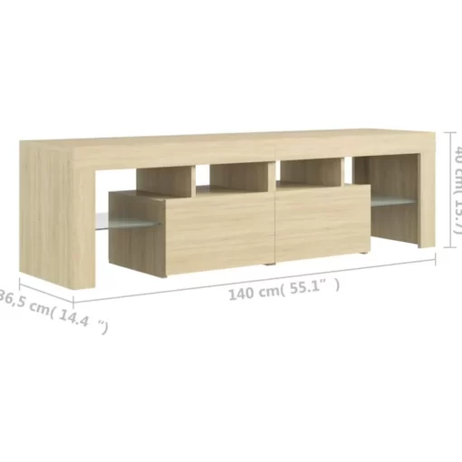 vidaXL Tv Benches & Tv Stands* Tv Stand With Led Lights Sonoma Oak 55.1"X14.4"X15.7"