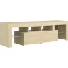 vidaXL Tv Benches & Tv Stands* Tv Stand With Led Lights Sonoma Oak 55.1