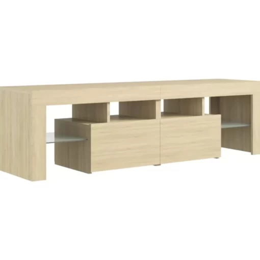 vidaXL Tv Benches & Tv Stands* Tv Stand With Led Lights Sonoma Oak 55.1"X14.4"X15.7"