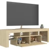 vidaXL Tv Benches & Tv Stands* Tv Stand With Led Lights Sonoma Oak 55.1