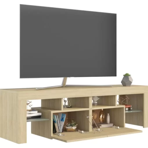 vidaXL Tv Benches & Tv Stands* Tv Stand With Led Lights Sonoma Oak 55.1"X14.4"X15.7"