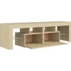 vidaXL Tv Benches & Tv Stands* Tv Stand With Led Lights Sonoma Oak 55.1