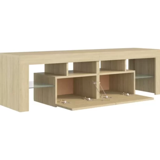 vidaXL Tv Benches & Tv Stands* Tv Stand With Led Lights Sonoma Oak 55.1"X14.4"X15.7"