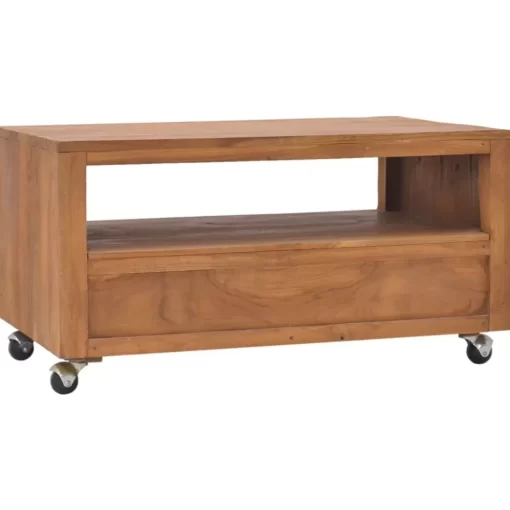 vidaXL Tv Benches & Tv Stands* Tv Stand With Wheels 31.5"X19.7"X16.5" Solid Wood Teak